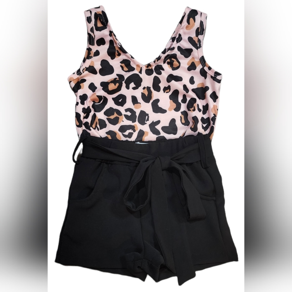 Pink leopard short set